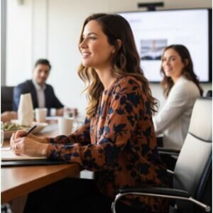 Alex & Lili Orange & Blue Floral/Leaf Print Long-Sleeve Blouse Size M